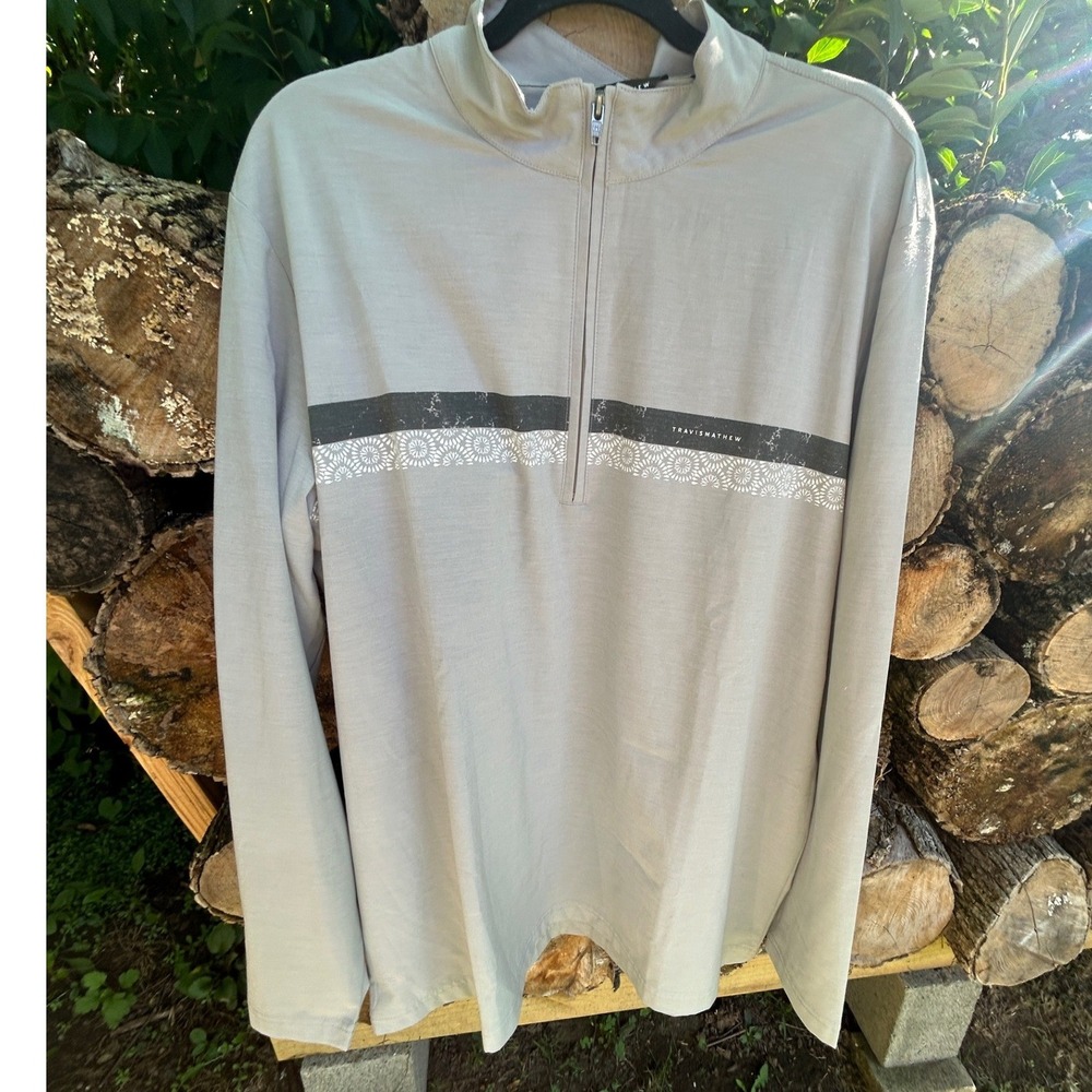 TravisMathew Sit And Sip 1/4 Zip Pullover Heather Grey XL Golf Performance Eco